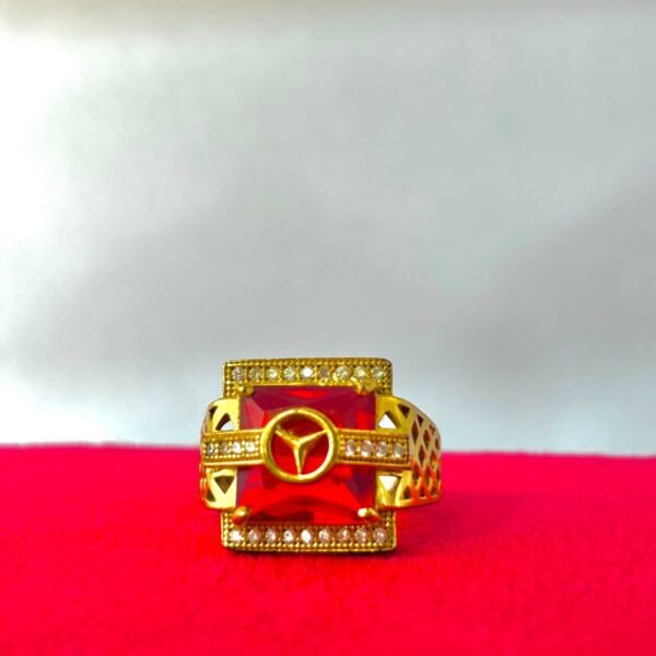 The Mercedes Inspired Red Stone Ring (1 Gram Plated)